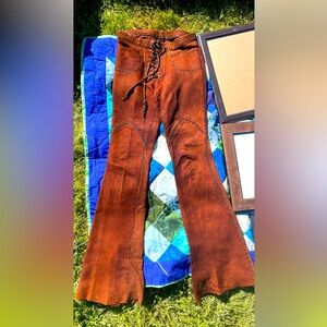 Vintage hand stitched supple leather bellbottoms